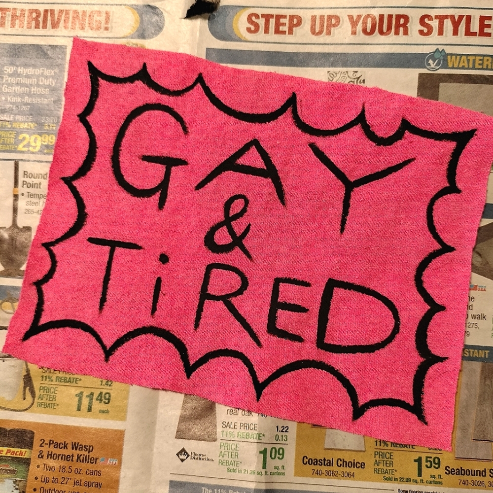 Hot Pink GAY & TIRED Patch